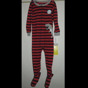 Carter's striped dinosaur zip up footy pajamas, 18 month, NWT